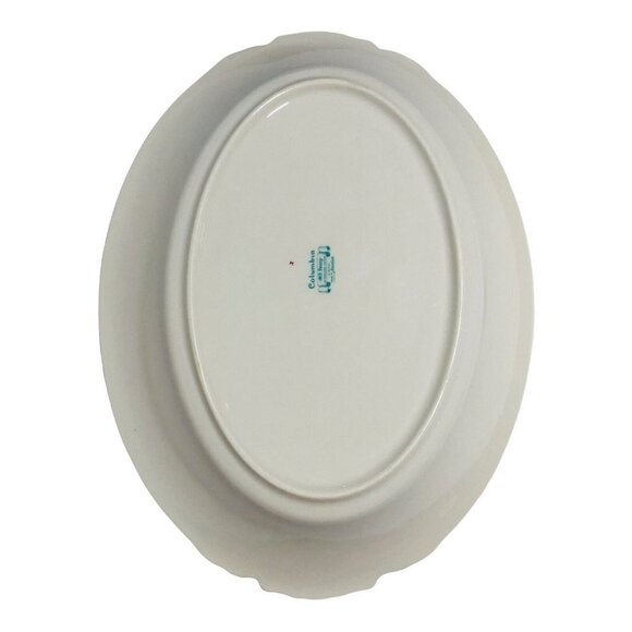 Vintage Columbia Syracuse Serving Tray Old Ivory 12" Oval Plate Platter Oval Big - Picture 3 of 9